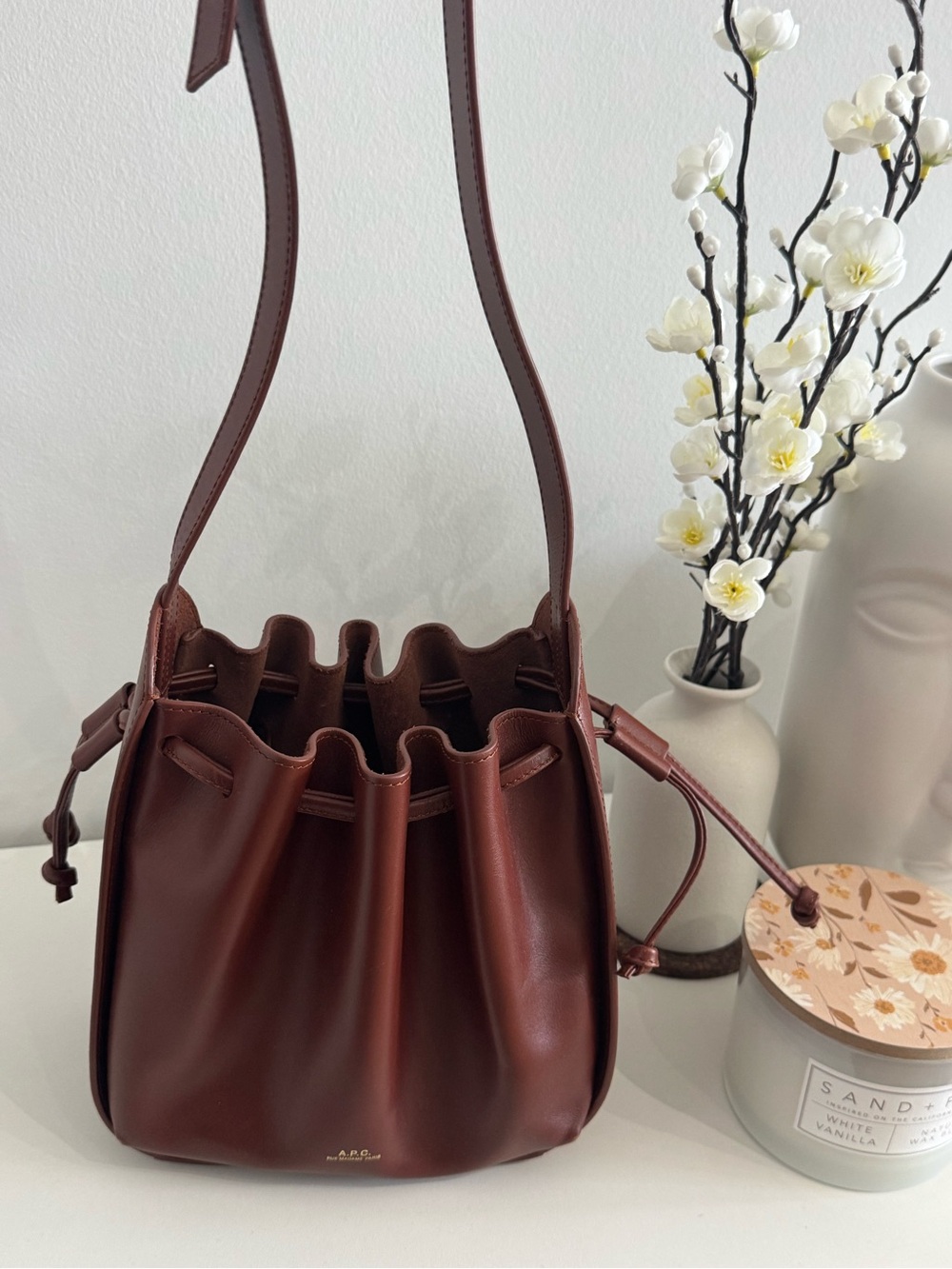 APC Brown Drawstring Bucket Bag